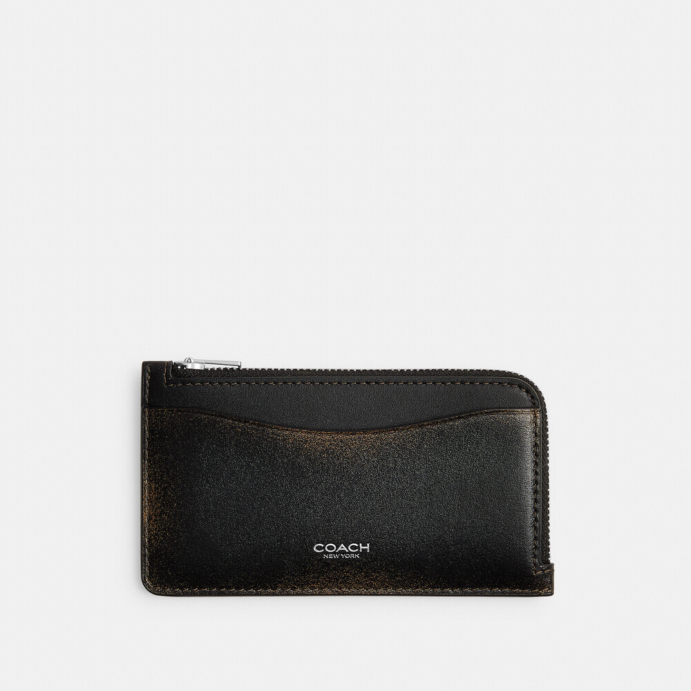 Coach New York Zip Card Case In Loved Leather